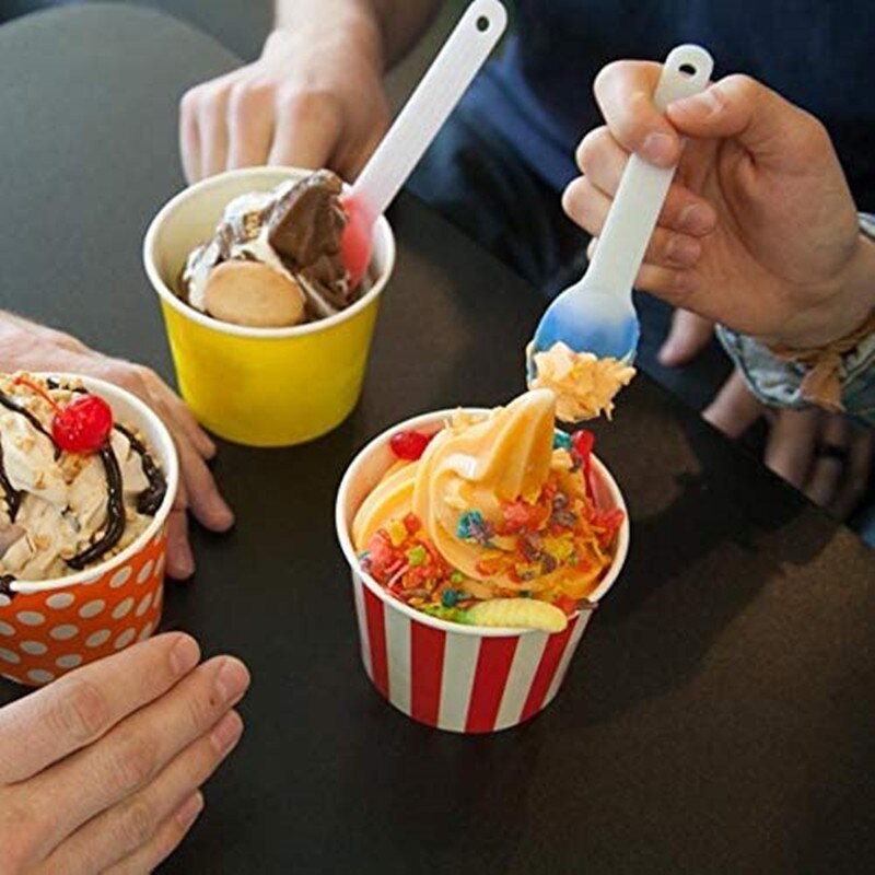 10/20/30Pcs Color Changing Plastic Ice Cream Spoons Changes Color When Cold Durable Reusable Colorful Plastic Dessert Spoons