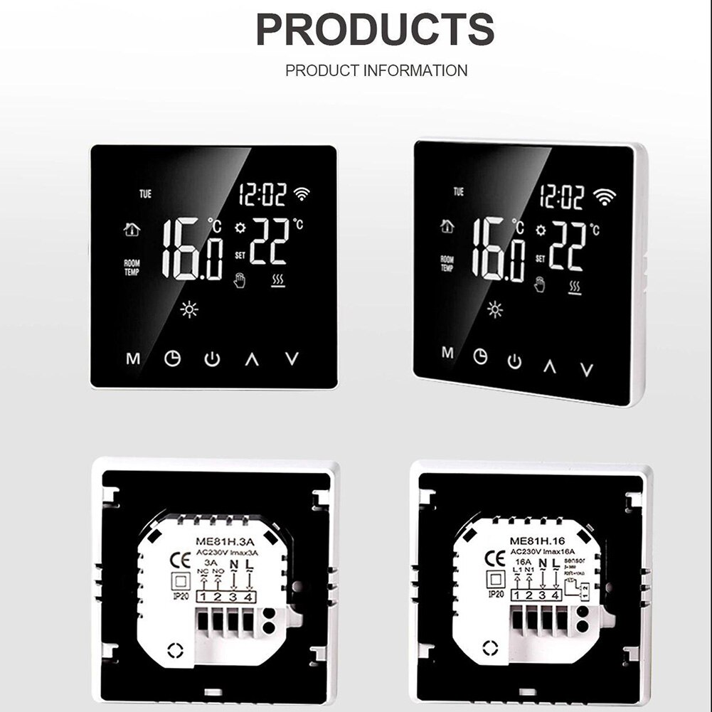 LCD Display Programmable Temperature Controller Touch Screen Flame Retardant PC Home Office Smart Thermostat Electric Heating