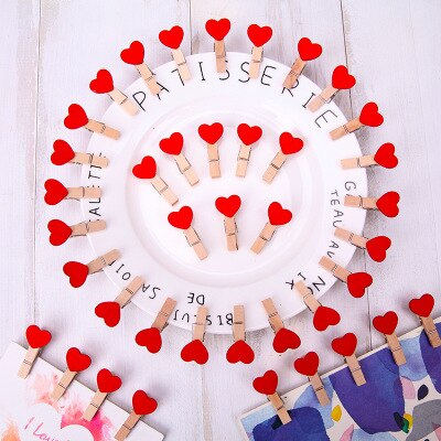 10 Pcs Hart 45X7 Mm Diy Zwart Wit Grote Hout Wasknijpers Wasknijper Clips Office Party Decoratie Accessoires foto Opknoping Pinnen: 10pcs red