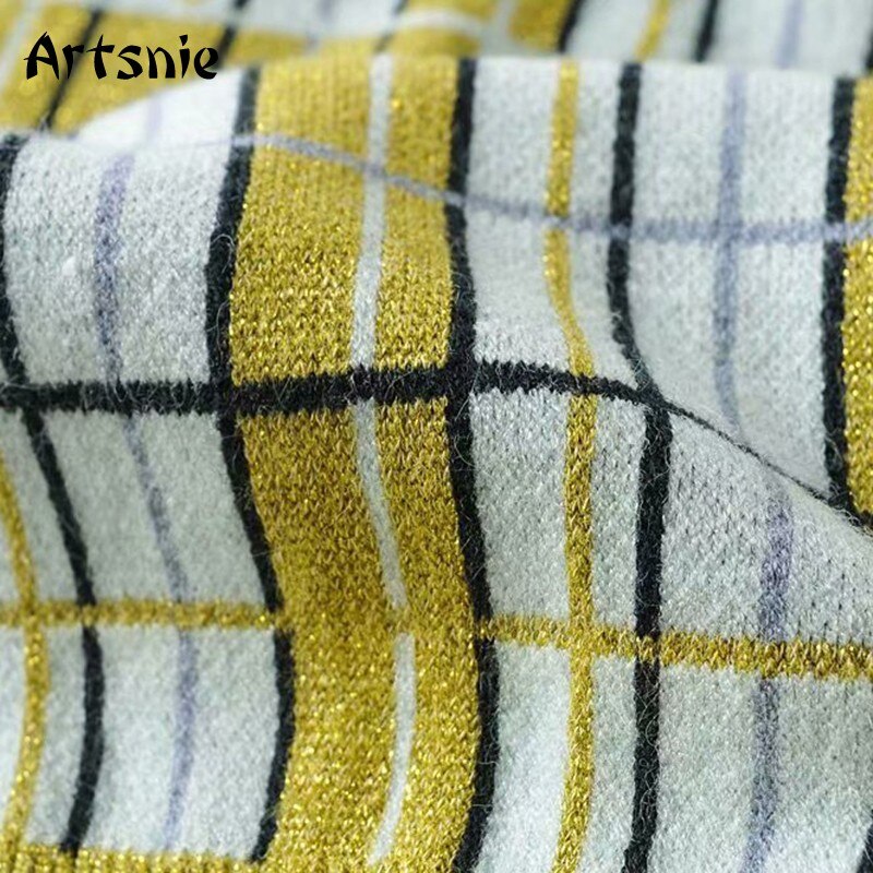 Artsnie vintage geruite trui vest dames herfst o hals mouwloos pullover femme streetwear casual crop truien dames trui