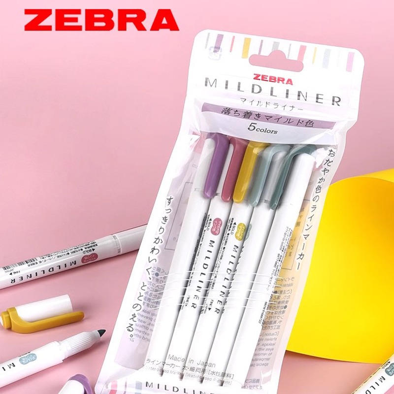 Japansk zebra mildliner överstrykningspenna, wkt 7 dubbelspetsar fullfärgs fluorescerande markör för graffiti, teckning, markering, handstil