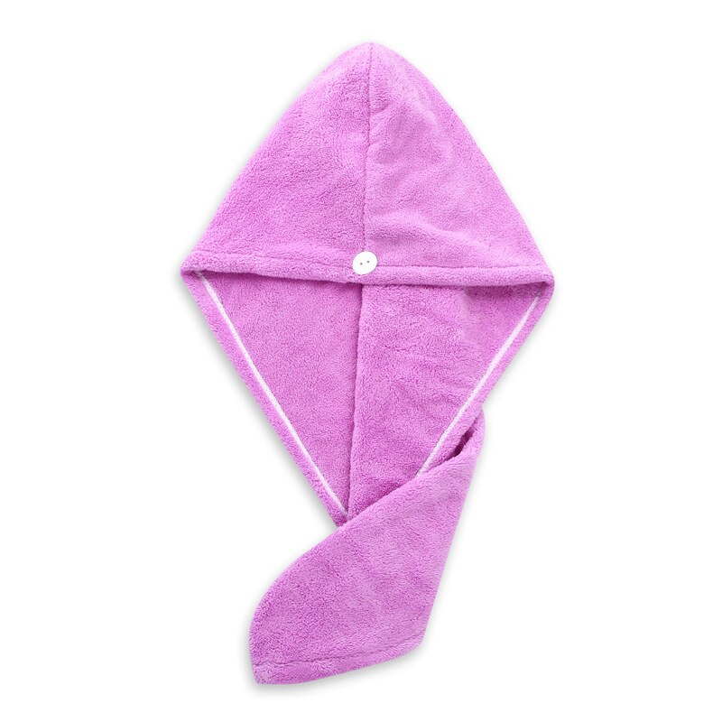 Toallas de microfibra para el cabello, sombrero triangular de secado rápido, espesar el secado del cabello, toallas absorbentes suaves para mujer, Toalla de baño: Purple