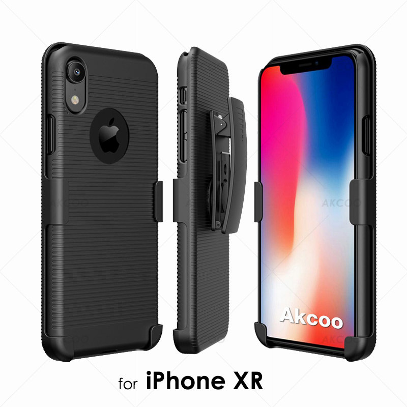 Akcoo Combo carcasa para iPhone 11 Pro funda con soporte incorporado clip para cinturón giratorio para iPhone 56s 7 8 Plus XR XS Max capa: for iPhone XR