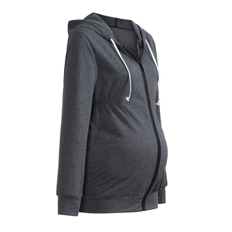 Mamma tjocka hoodies höst luva blixtlåsjacka för gravida amningsjacka graviditet ytterkläder amningskläder