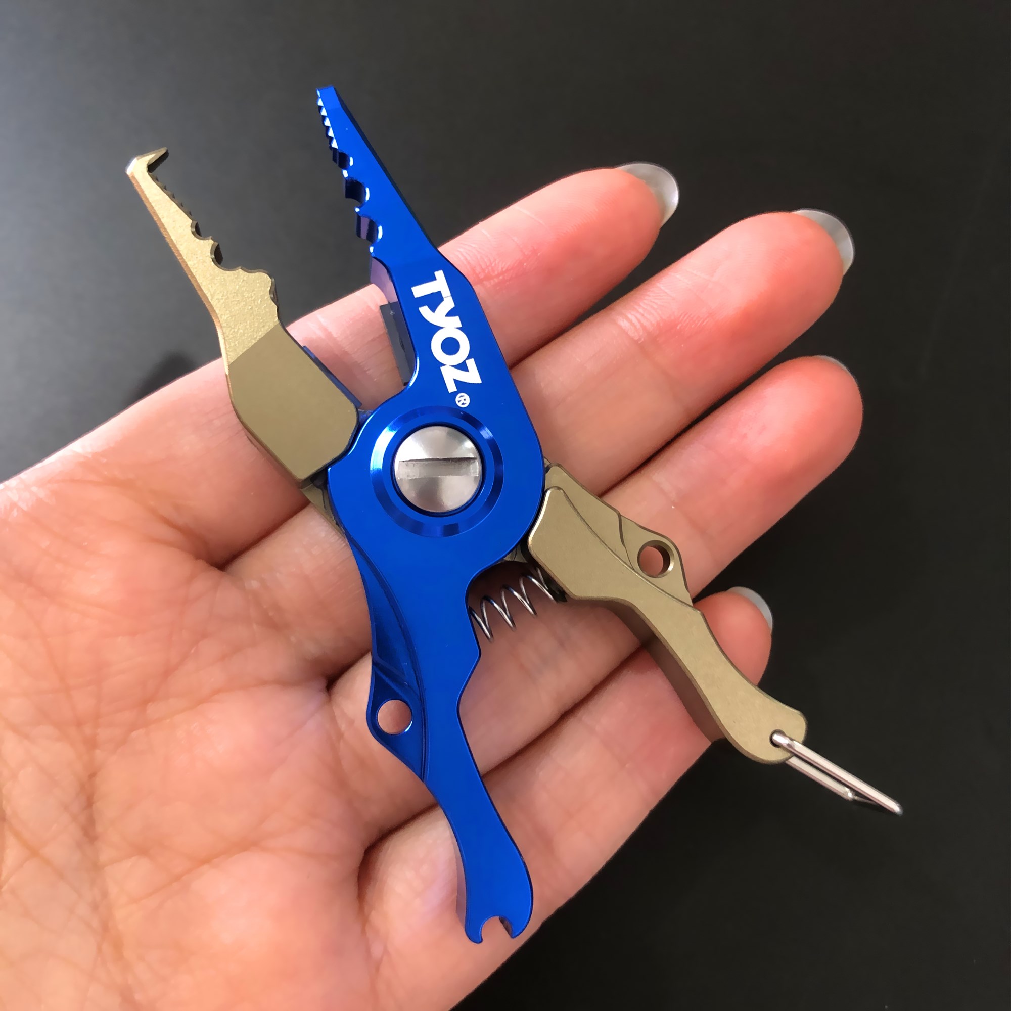 Mini Aluminium Legierung Angeln Zangen Griff einstellen Angelgerät Haken Erholen Cutter Linie Teilt Ring Angeln Werkzeug: TYOZ Blau