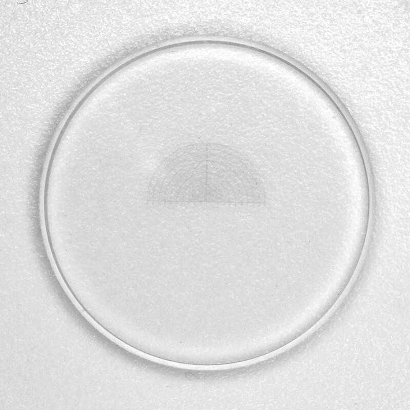 Optiskt mikroskop mikrometer diameter 20mm okular okulär kalibrering xy kors linjal rutnät koncentriska cirklar riktmedelsskala