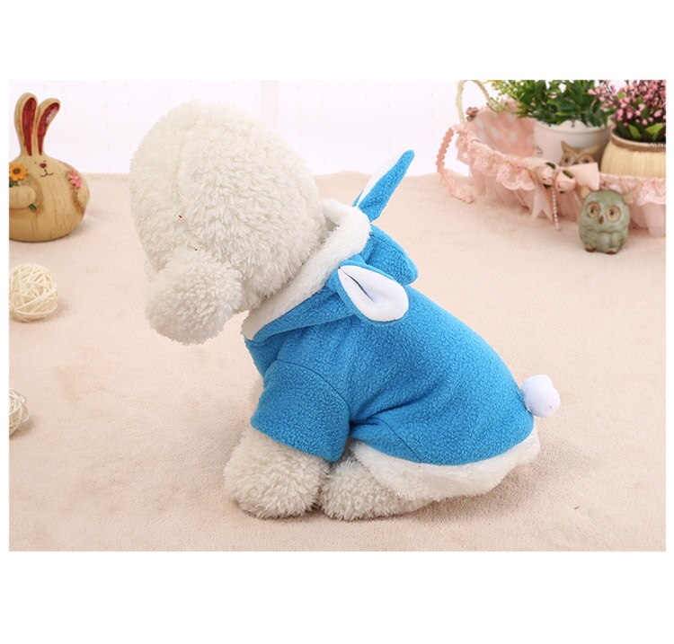 Cute Bunny Pet Dog Costume Clothes Hooded Coat Fleece Puppy Warm Outfit JAN88