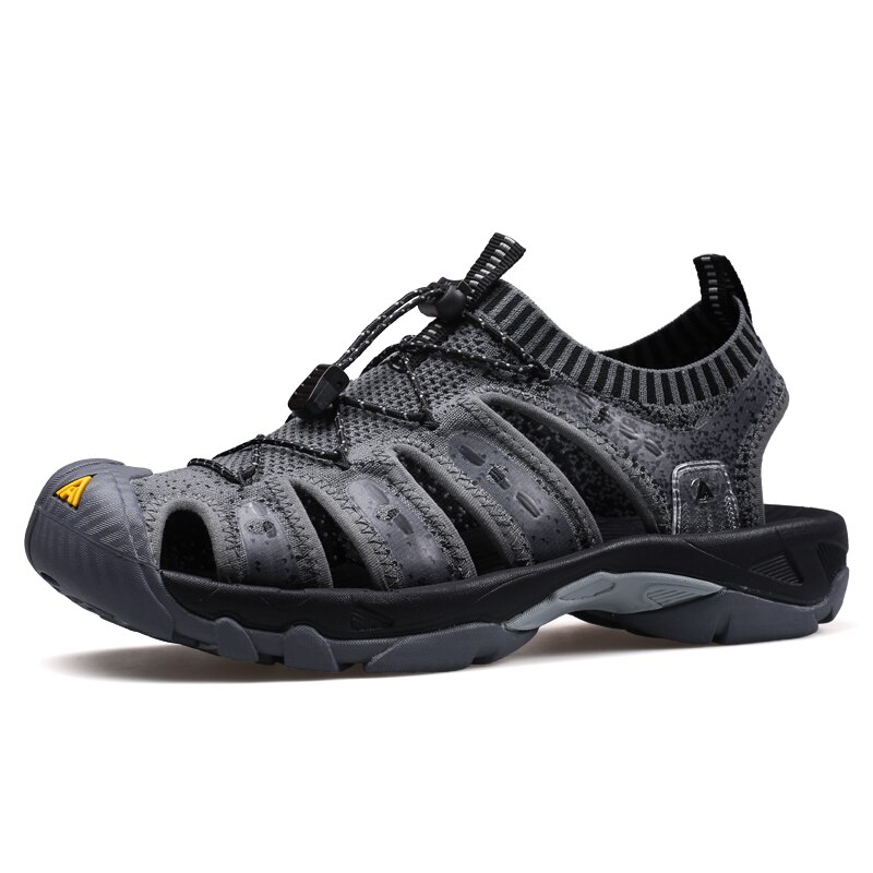 HUMTTO Outdoor Man Strand Sandalen Zomer antislip slijtvast Waterdicht Mannen Strand Schoenen Verstelbare Elastische Band Sandalias: Donkergrijs / 7