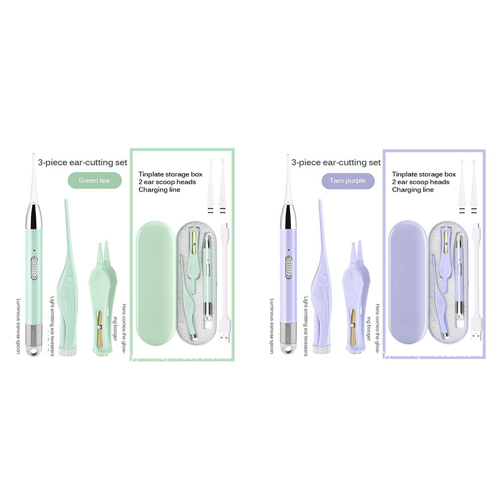 Ear Wax Tool Healthy Ears Cleaner Remover Ear Wax Removal Ear Pick Tools Rechargeable Luminous Ears Care With Tweezers Magnifier