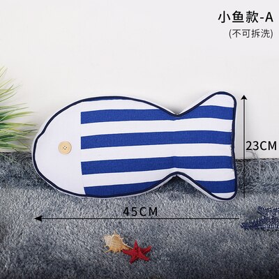 Coussins décoratifs méditerranéens en peluche traversin chaise de bureau coussin décoration de chambre de bébé doux Plusy jouet: fish C