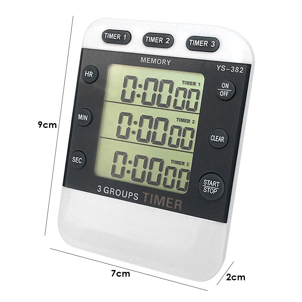 Square 3-way Kitchen Timer High Digital Display Countdown Food Cooking Alarm Temporizador Home Supply Kitchen Tools