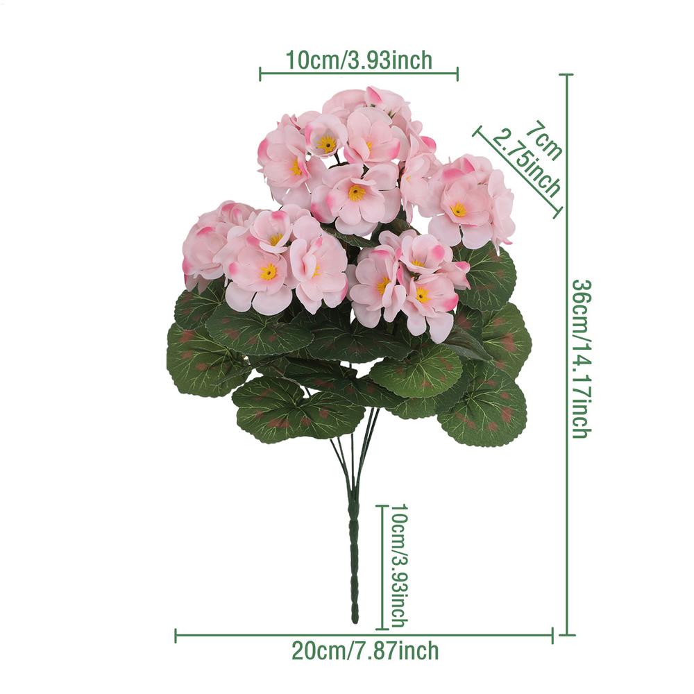 Artificial Flower Realistic Geranium Begonia Flower Wedding Bridal Bouquets Home Outdoor Garden Bonsai Decor Festival Garland: Pink