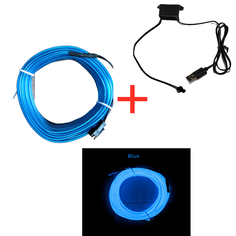 2M Auto Innen Dekorative Lampen Streifen Atmosphäbetreffend Lampe Kaltes Licht Dekorative Armaturenbrett Konsole Auto LED Umgebungs Lichter Adapter: Blau