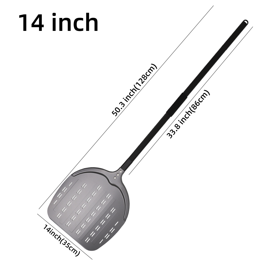12 13 14 Inch Pizza Schil Lange Steel Draaien Aluminium Pizza Turner Anti-aanbak Bakken Tool Geperforeerde Peddel Keuken accessoire