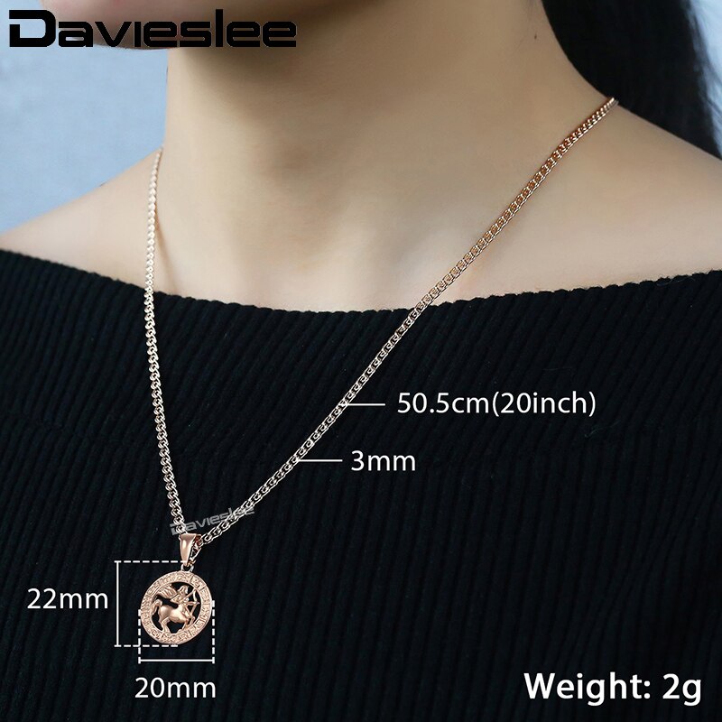 Davieslee Womens Boogschutter Sterrenbeeld Hanger 585 Rose Gold Sterrenbeeld Hanger Ketting Voor Vrouw Sieraden DGP181