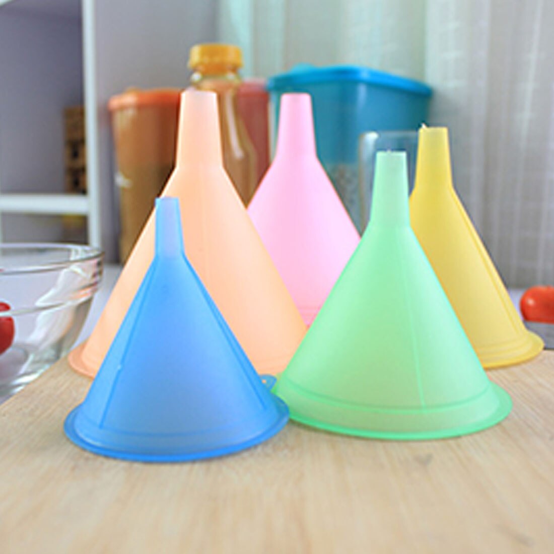 Colorful Plastic Funnel Small Medium Large Variety Liquid Oil Kitchen Set