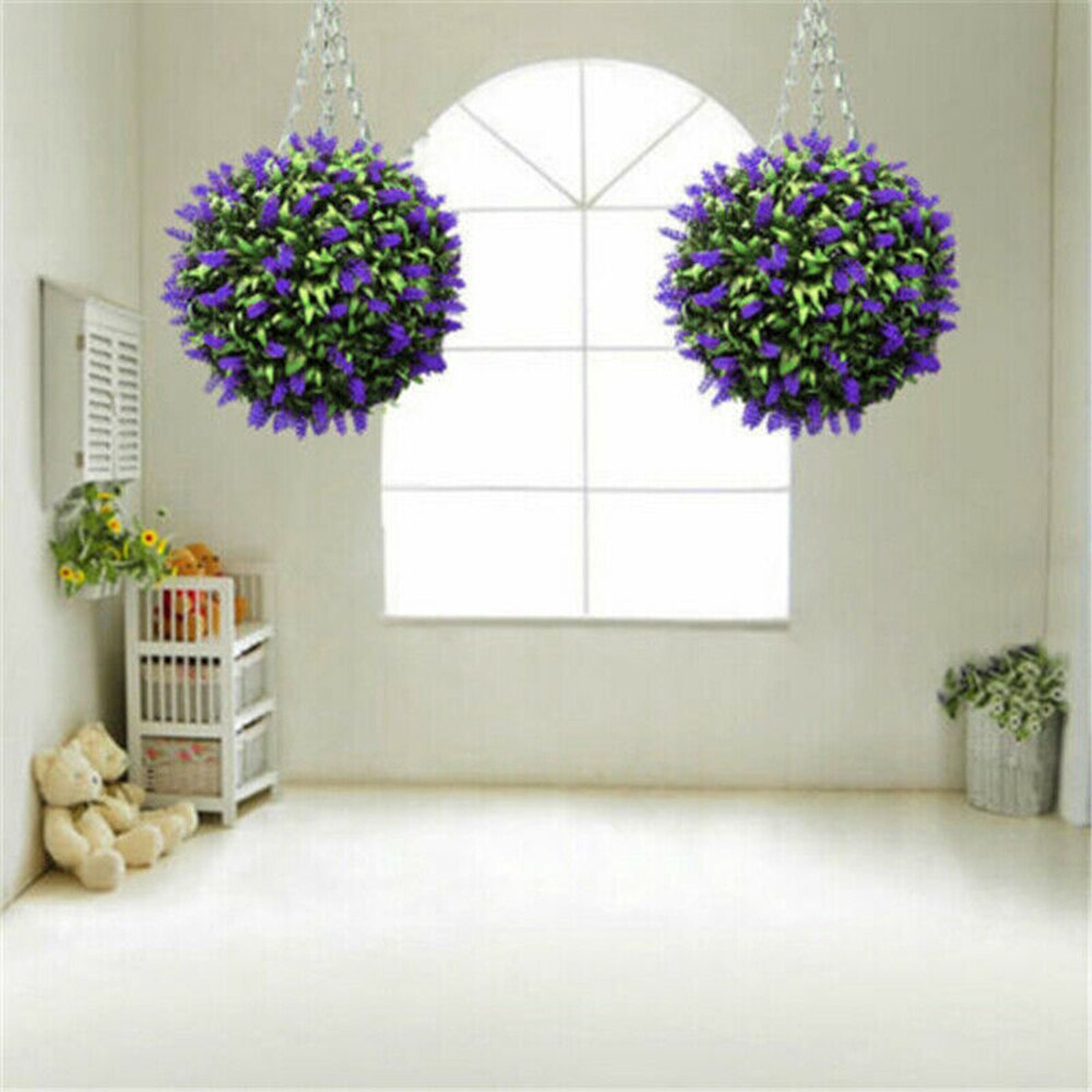 Keinotekoinen purppura laventeli kukkapallo riippuva topiary puutarha kori kasvi sisustus simulointi kasvi laventeli pallo vihreä kasvi deco