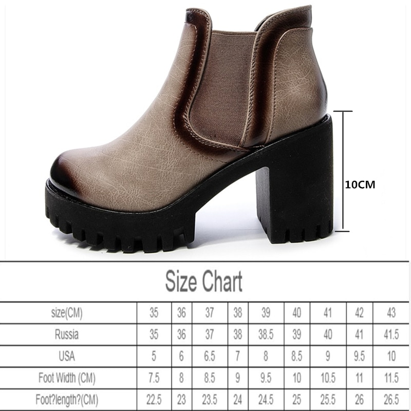 Damtossor högklackat höststövlar dam brittisk stil tjockklackat damskor casual dam ankelstövlar