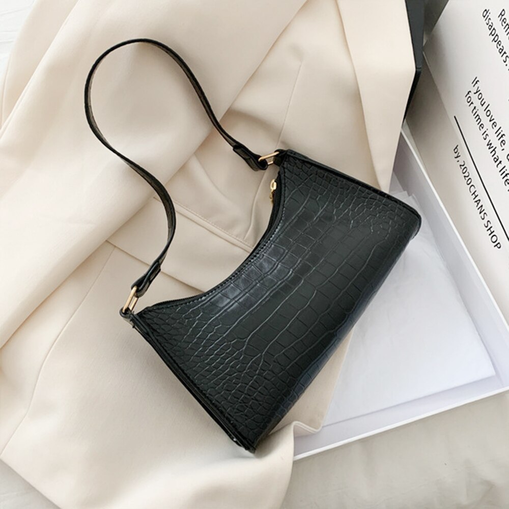 Messenger Handtassen Retro Alligator Patroon Vrouwen Schoudertassen Flap Pu Leer Casual Solid Crossbody Tassen Voor Vrouwen: black