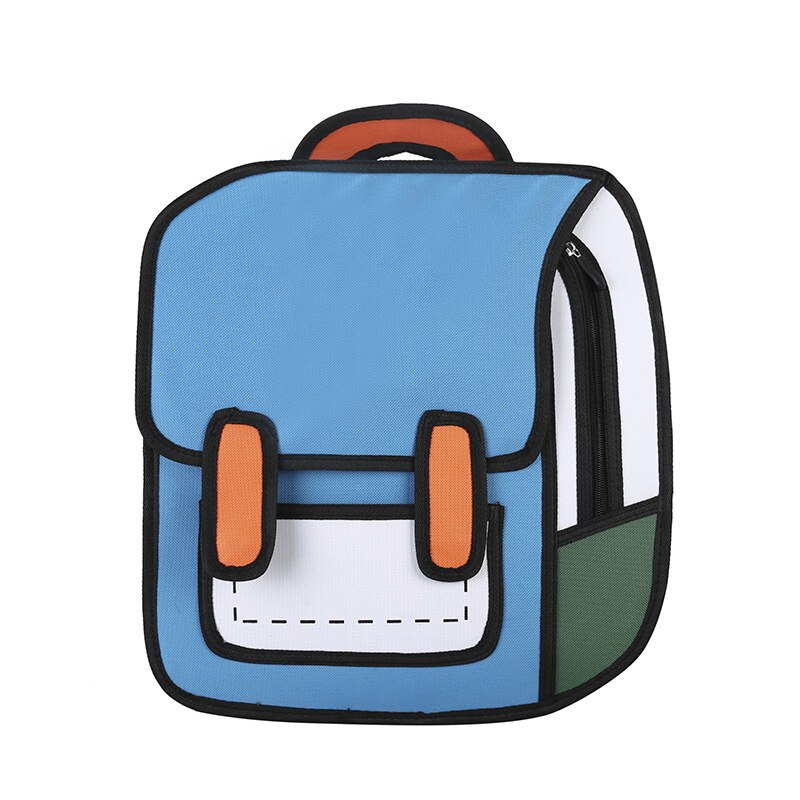 2020 nova moda unissex mochila 2d desenho de volta packs mulheres dos desenhos animados saco de quadrinhos 3d mochila faculdade sacos de viagem para meninas: blue