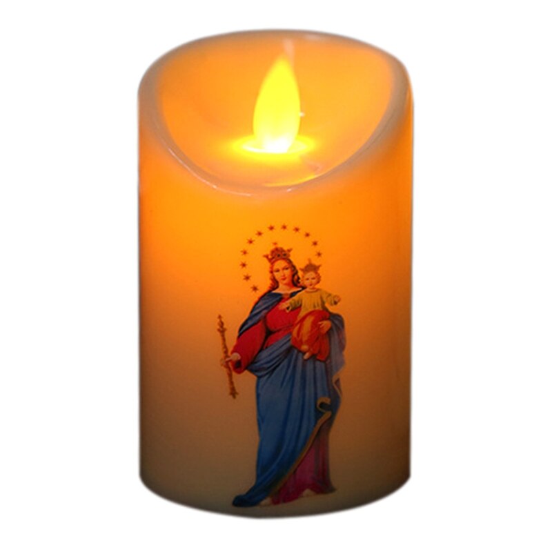 Jezus Christus Kaarsen Lamp Led Theelichtje Romantische Pijler Licht Creatieve Vlamloze W0YC