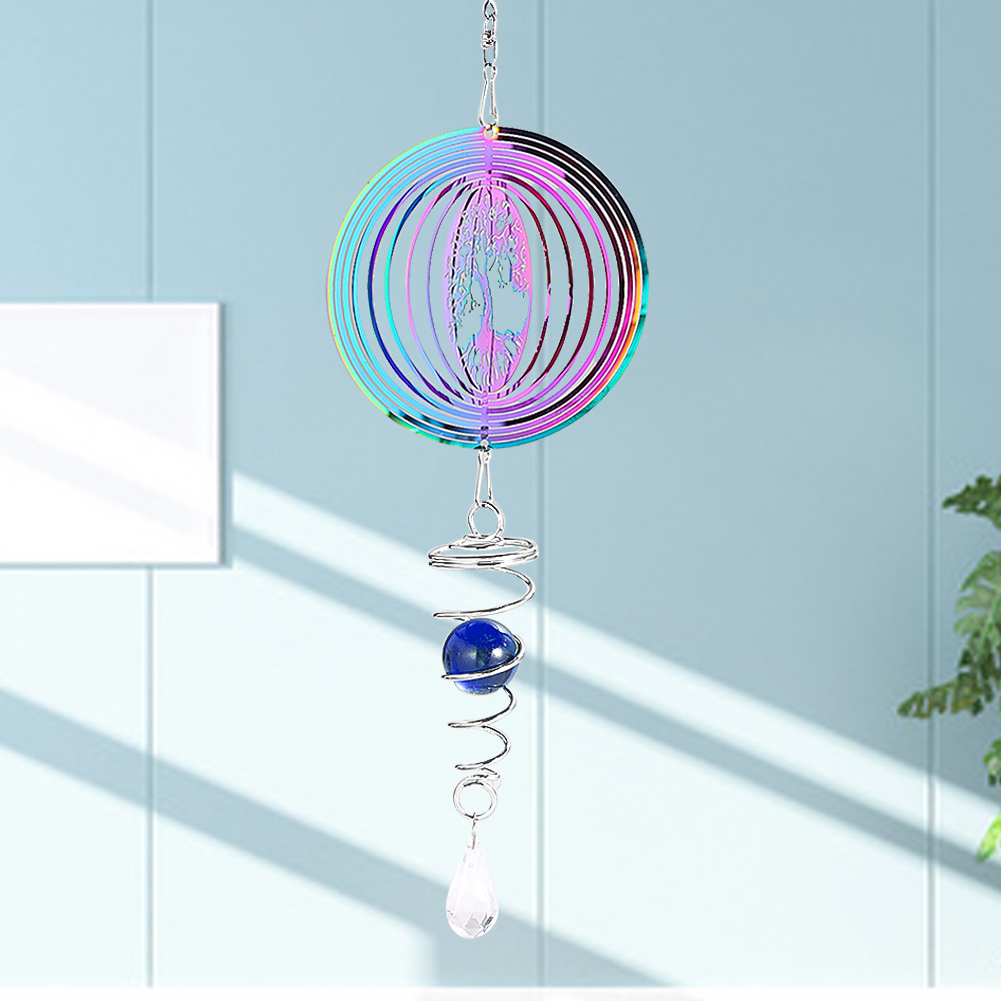 Stabilisateur de vent de couleur dégradée, boule d'observation, queue en spirale, arbre de vie, carillons éoliens, pendentif, décor suspendu de jardin