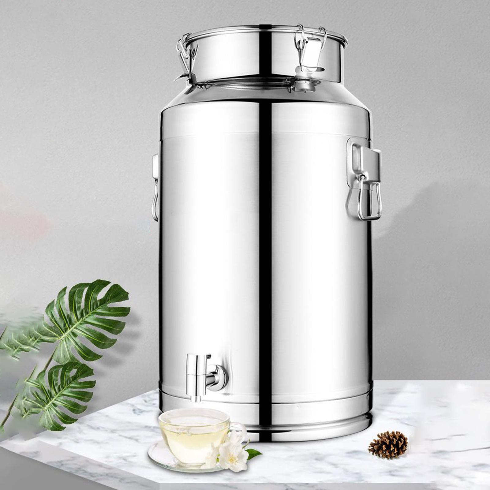 5L/9L/14L Keuken Afgesloten Vat Met Kraan Roestvrijstalen Vetcontainer Met Deksel Luchtdichte Melk Emmer Wijn Afgesloten Tank