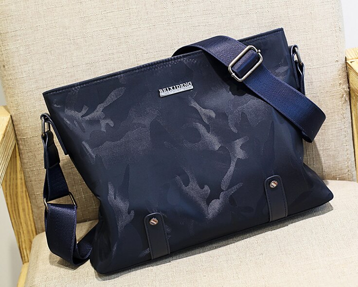 Various men's camouflage Oxford cloth handbag men's horizontal business briefcase computer bag Single Shoulder Messenger Bag: Blue-1