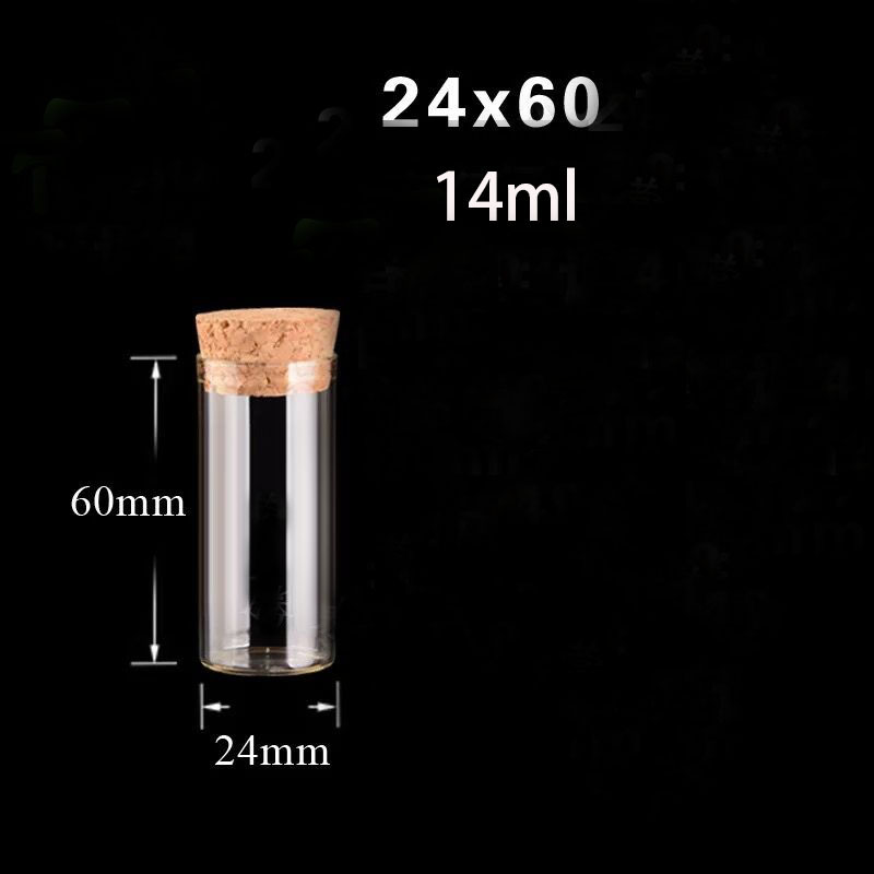 10 stks/partij 24*60mm 14 ml Kleine Glazen Reageerbuis Flessen Potten met Kurk Fles Potten Vaas DIY Craft Zand Vloeistof Voedsel Containr