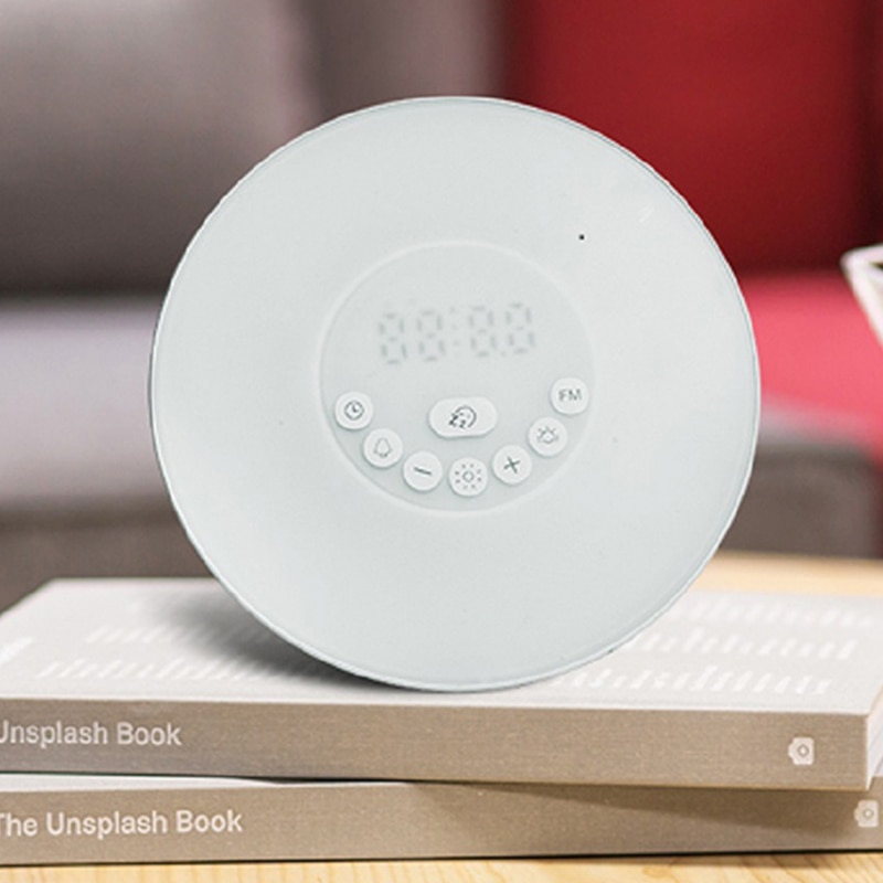 Led digitale wekker, wekkerlamp, tafelklok, lamp, zonsopgang, zonsondergang, elektronische snooze-wekkers, fm-radio