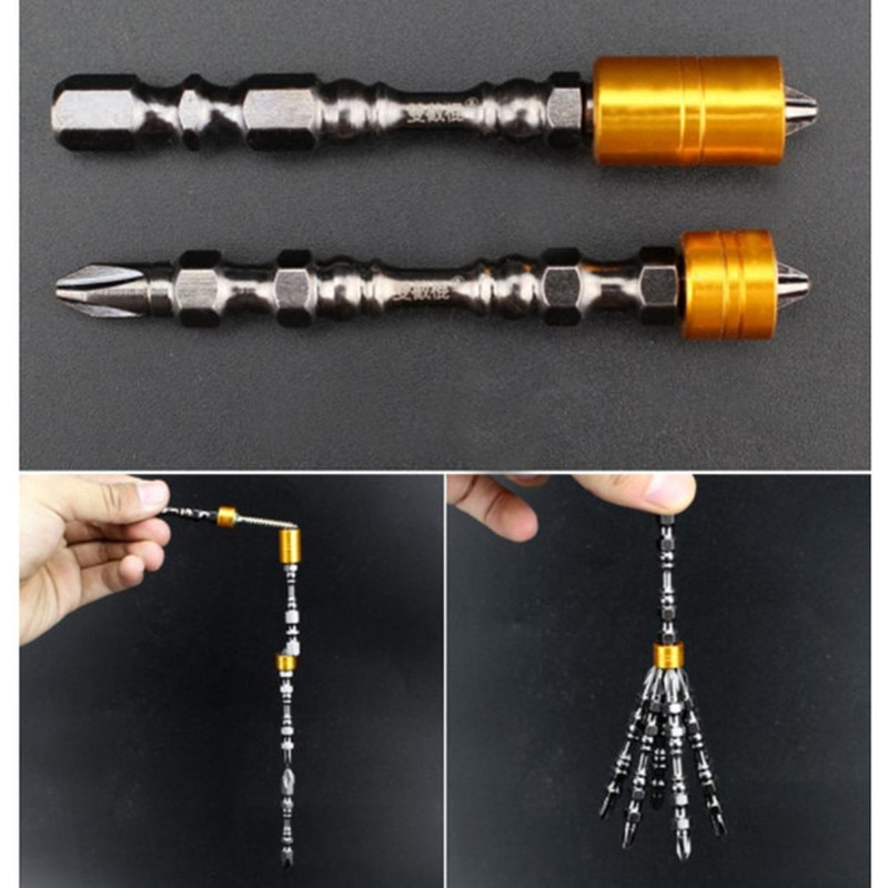 1/4 "Kruis Schroevendraaier Bit Dubbele Hoofd Elektrische Schroevendraaier Set Hardheid Magnetische 65Mm Kruis Schroevendraaier Bit Gereedschap