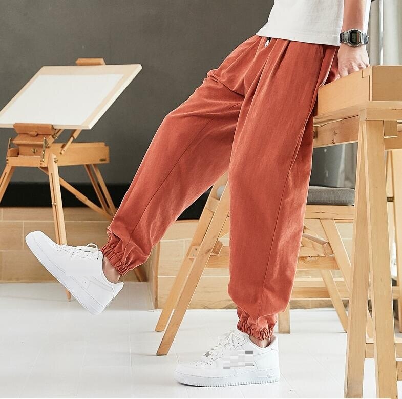 men pants korea style loose vintage casual streetwear pencil pants plus size elasticity man oversize big sales Harem pants 56 58: 8XL-125-135KG / Orange