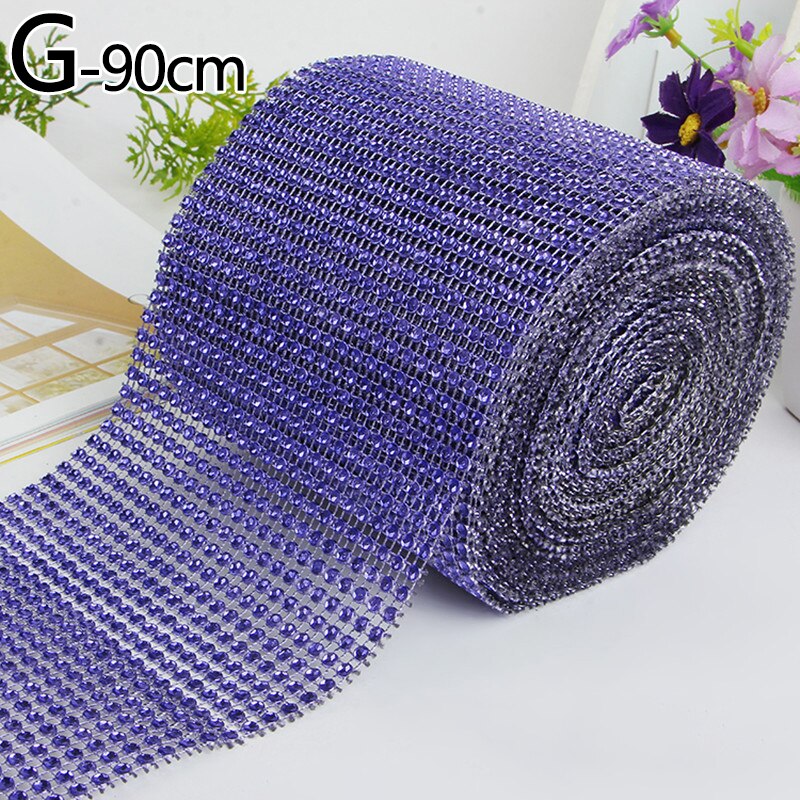 1 Roll 24 Rijen Goud Zilver Crystal Diamond Mesh Rhinestone Lint Voor Verjaardag Bruiloft Diy Decoratie Cake Wrap Crystal Tulle: G