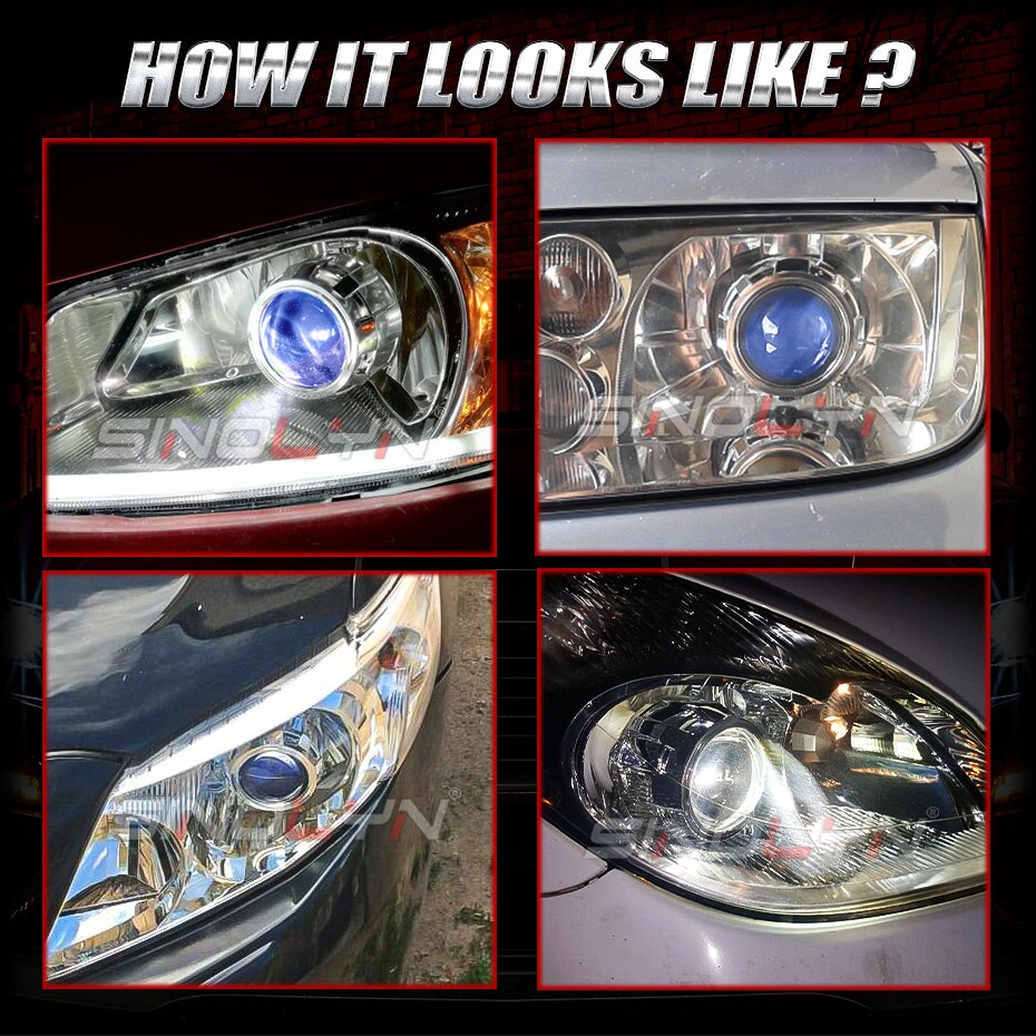 Sinolyn Lentes de Proyector HD Azules Bi Xenon De 2,5 Pulgadas Para Faros H7 H4 Faros Hid Automáticos H1 Accesorios De Coche Tuning De Motocicletas lupas para faros de coche accesorios para vehículos luces coche