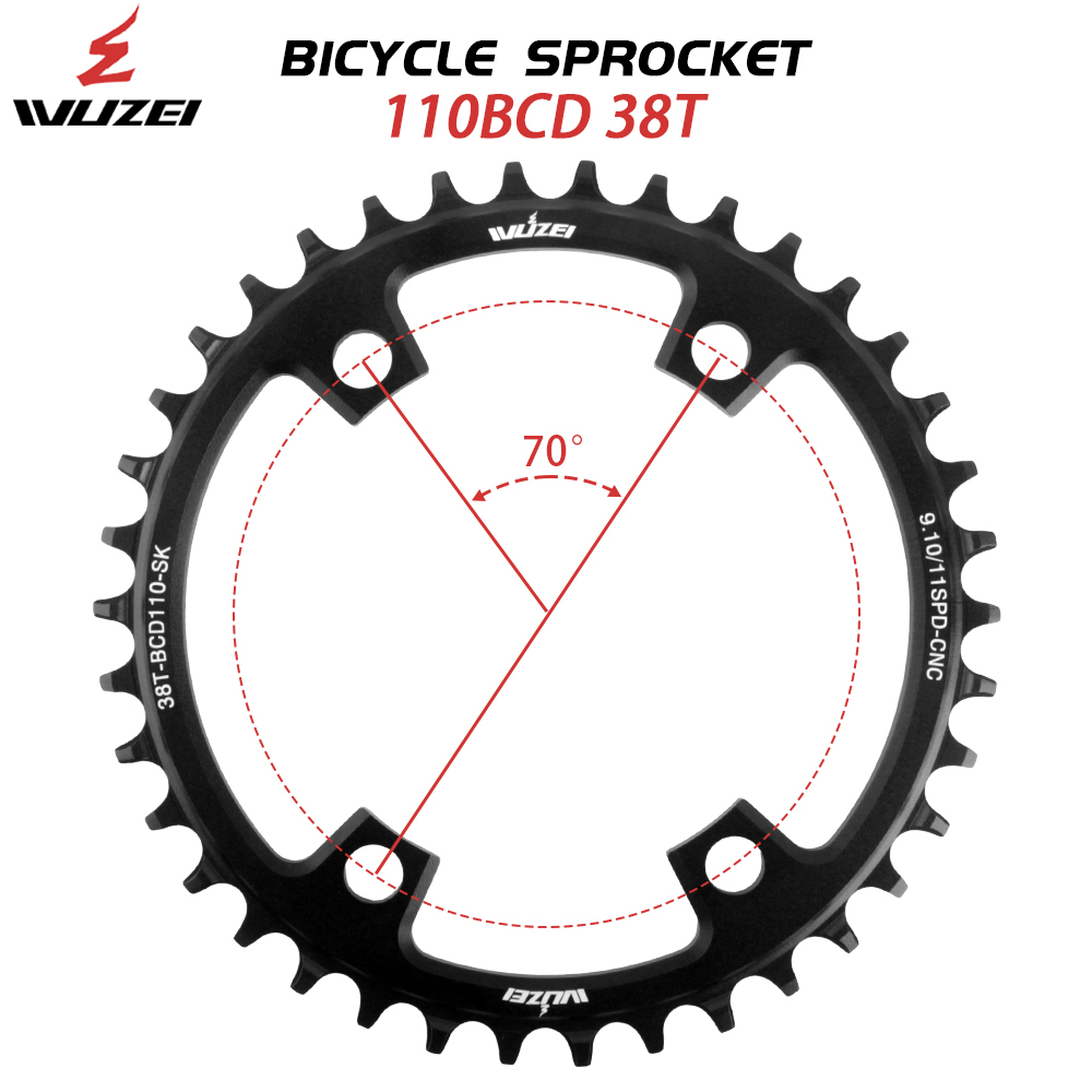 WUZEI Racefiets Kettingblad 110 BCD 36/38/40/42/44/46/48/50/52/54/56/58 T Smalle Brede Sterren Tandwiel 4 Bouten voor Shimano R7000 4700
