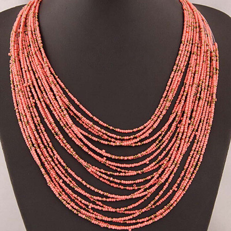 Bohemian Stijl Kleurrijke Kwastje multi-layer Hand geweven Kralen Kraag Bib Ketting Statement Ketting vrouwen Mode Accessoires