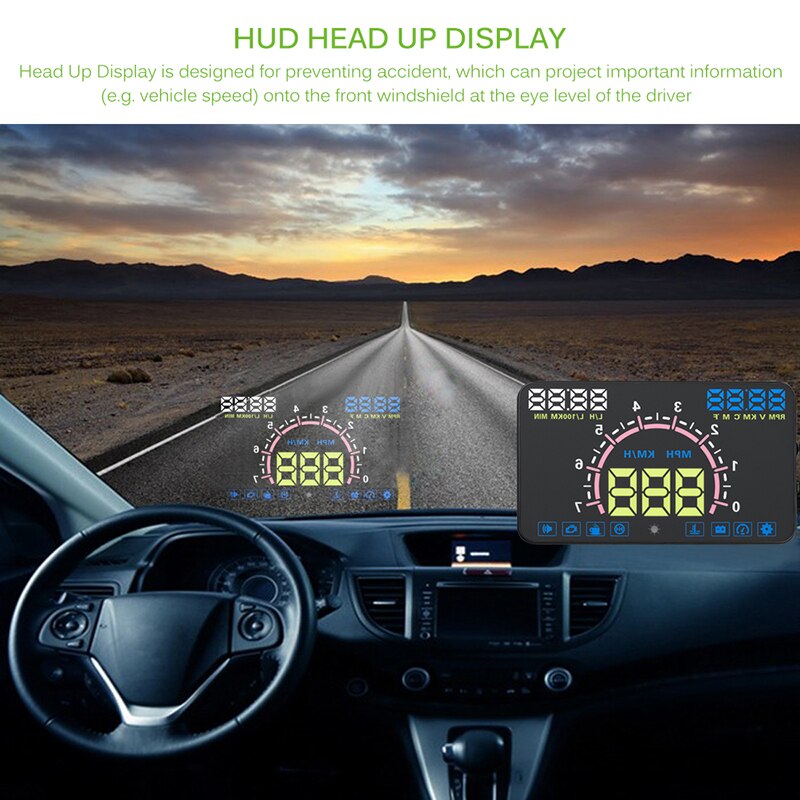 Onever auto hud 5.5 '' head up display obd 2 ii euobd bil fortkörning varning för hög hastighet varning vindruta projektor hd auto display