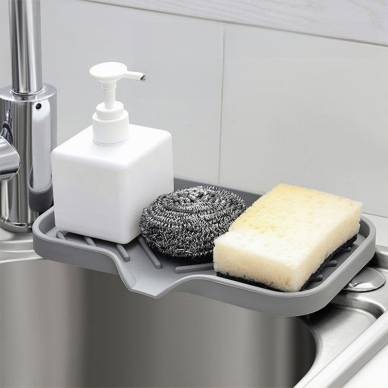 Siliconen Kraan Mat Aanrecht Lade Zeepdispenser Spons Afvoer Pad Gootsteen SplashDrying Mat Aanrecht Opbergvak Zeepbakje