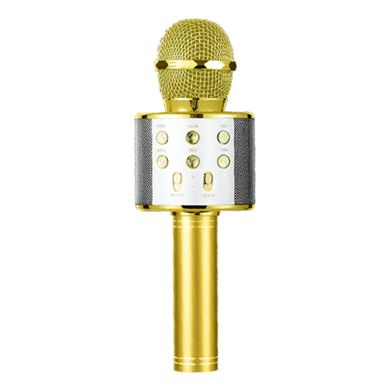 Wireless Microphone for Kids Mobile Phone Karaoke Microphone Portable Vocal Singing Recording Mike 3D stereo Mini Mic: Gold