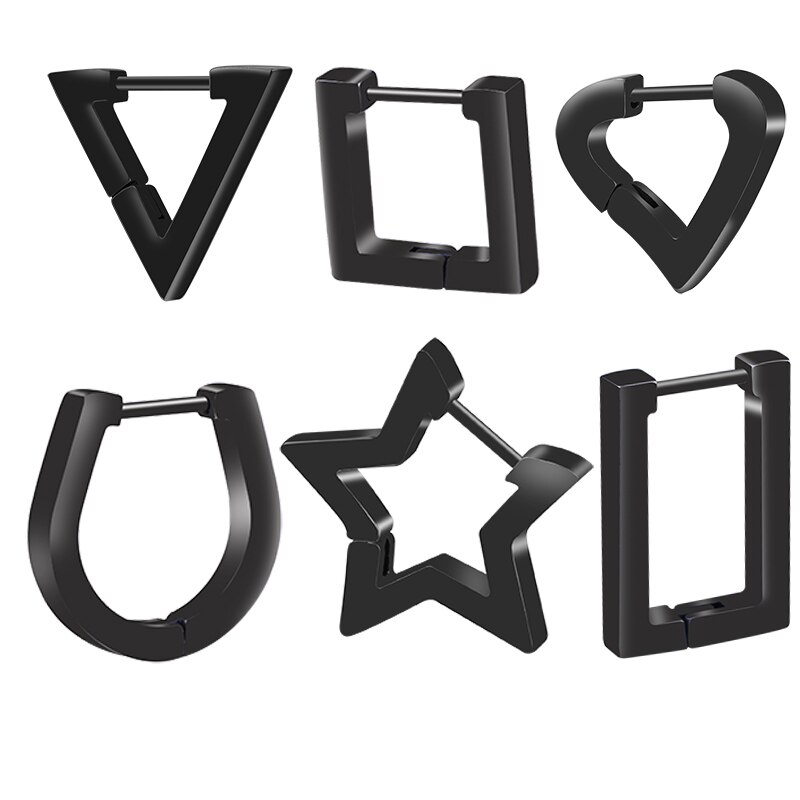 Mode Gothic Driehoek Vierkante Unisex Punk Rock Rvs Mannen Vrouwen Oor Stud Oorbellen Doorboord Push-Back Ear Plug gesp