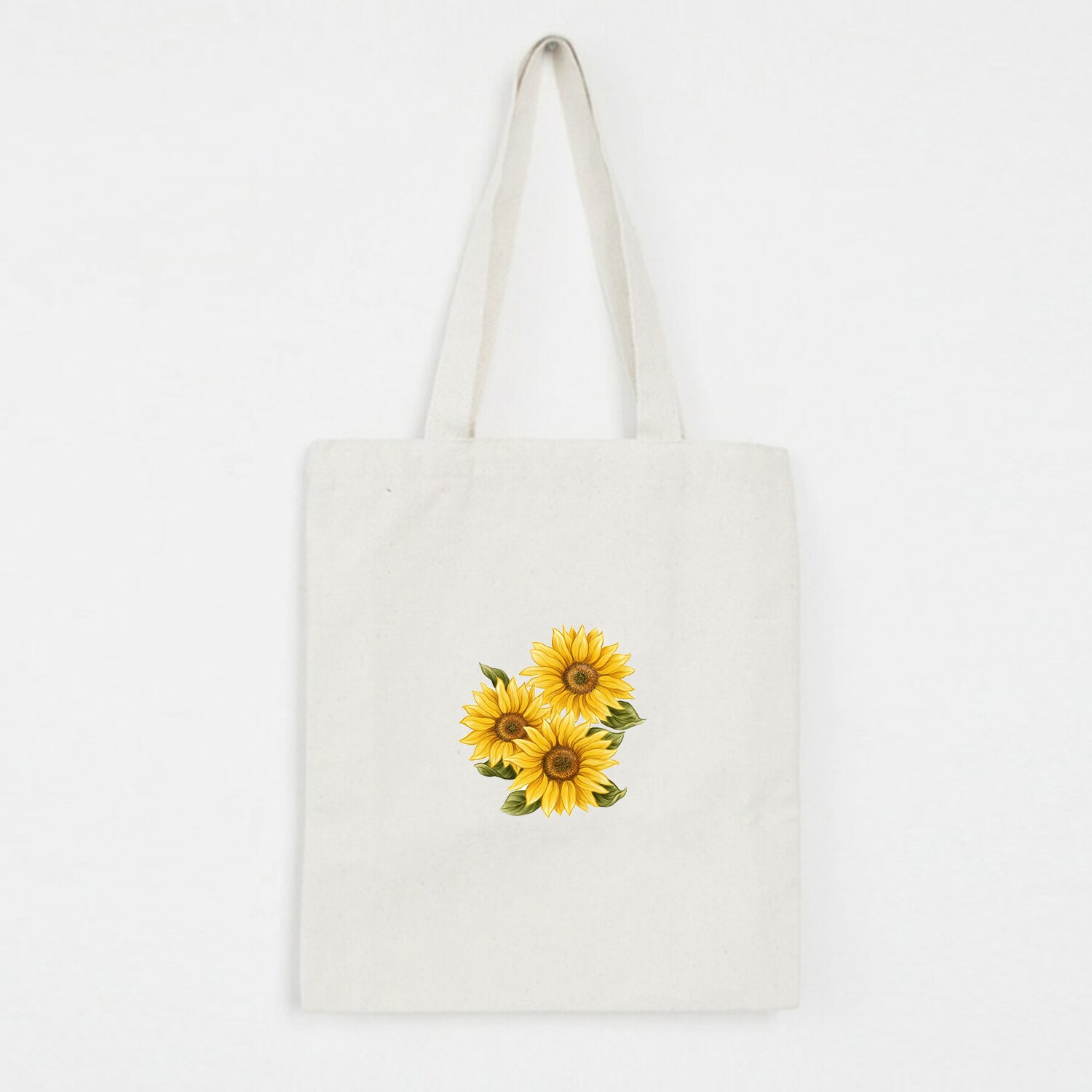 Women Canvas Shopping Bags Eco Reusable Sweet Ladies Vintage Literary Bags Women Beach Bags Sun Flower Printed Colorful: W115WHITE