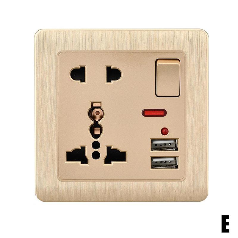 13A British Socket Usb Port Wall Charger Adapter Double Socket Way White Socket Gold 2 D6U3: E