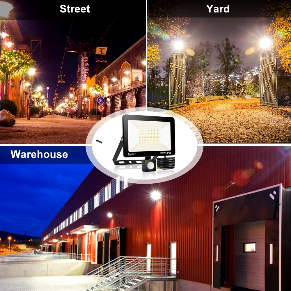 Led Exterior Outdoor Spot Light Motion Sensor Led Floodlight 10W 20W 30W 50W 100W Infrared Human Body Induction Wall Lamp Light