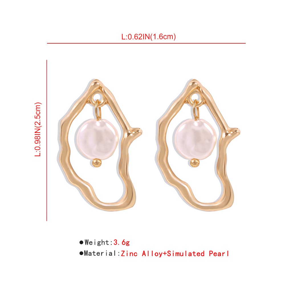 KMVEXO Gold Metal Geometric Baroque Irregular Imitation Pearl Earrings for Women Wedding Party Jewelry Pendientes