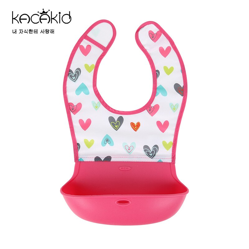 KACAKID Unisex Baby Bibs Girl Boy Bib Waterproof Removable Feeding Baby Towel Kids Cute Animals Silicone Baby Bib Fodable ka5092: rose hearts