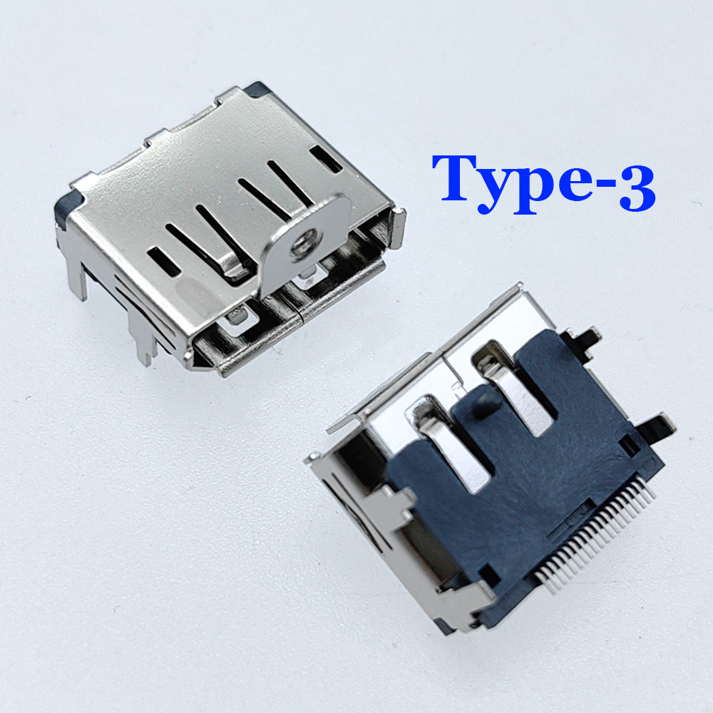 Connecteur petde prise SMD femelle HDMI, prise de port d'affichage, résistant à 90, partenaires de trou de vis, trous de vis, 20 broches: Lavande / Sous 5 Pcs