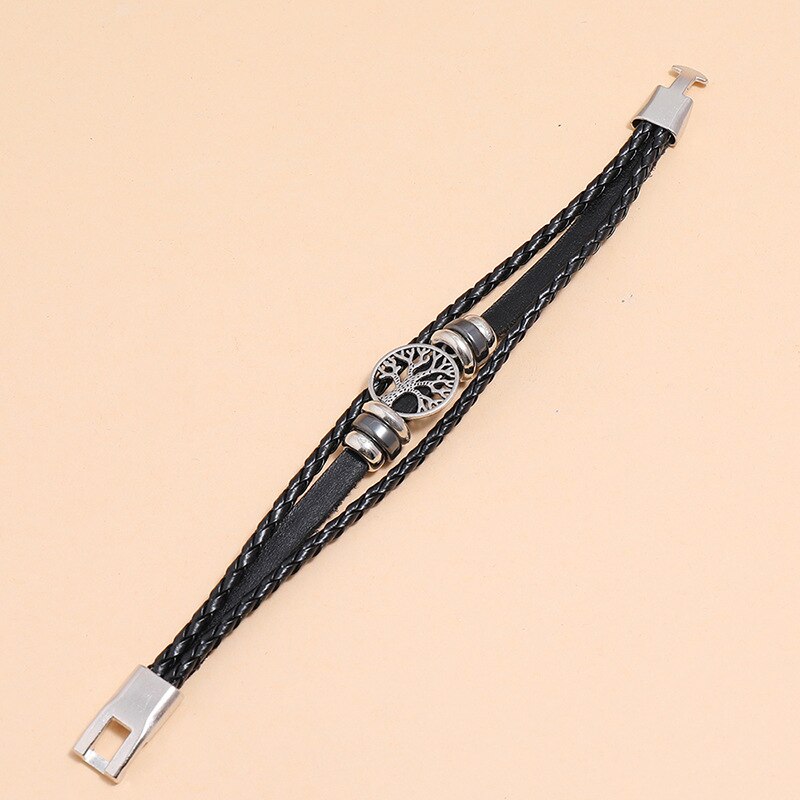 Multilayer Bracelet Men Casual Braided Leather Bracelet For Women Charm Life Tree Bracelet Punk Rock Men Jewelry