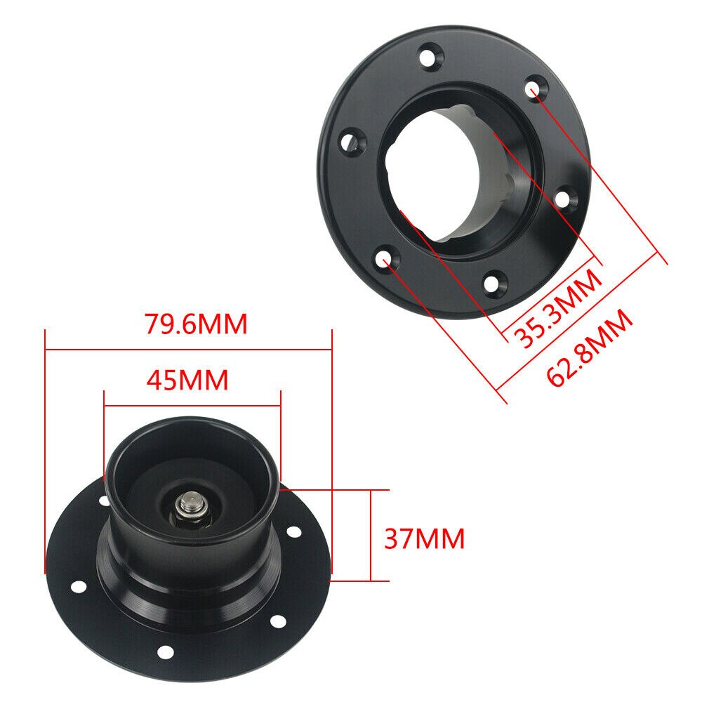 Billet Fuel Cell / Fuel Surge Tank Cap Flush Mount 6 Bolt Open ID 35.5mm Black