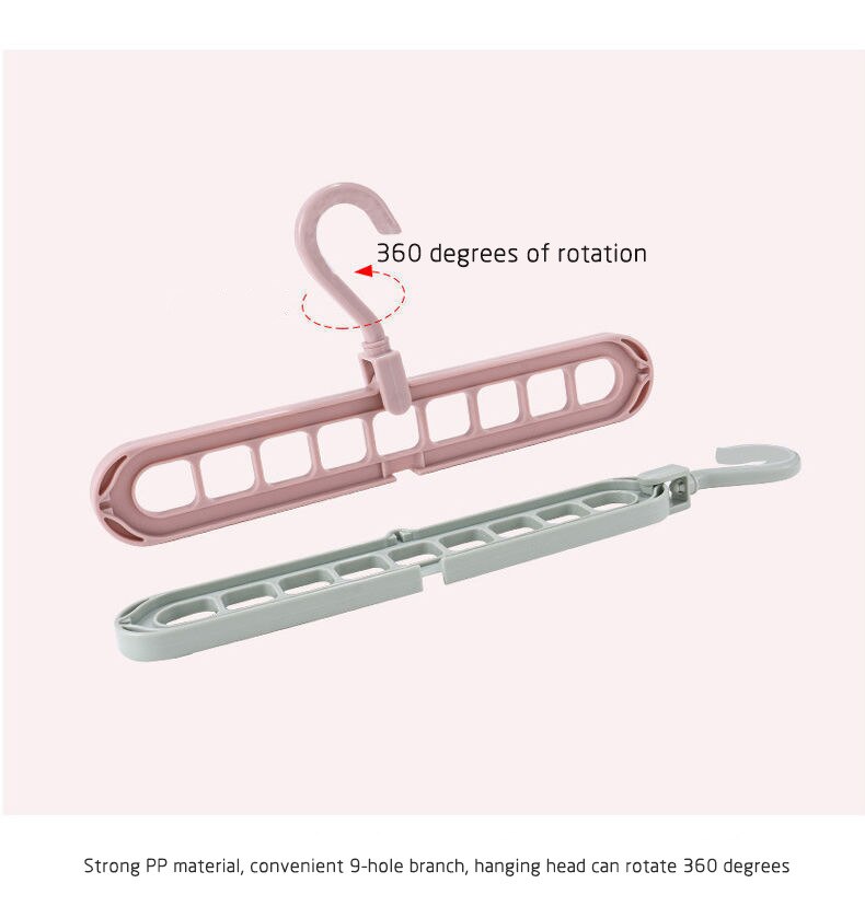 2 Stuks Multifunctionele Opvouwbare Hanger Opslag Hanger Kleding Rek Huishoudelijke Kleerhanger Magic 9-Gat Hanger: Default Title