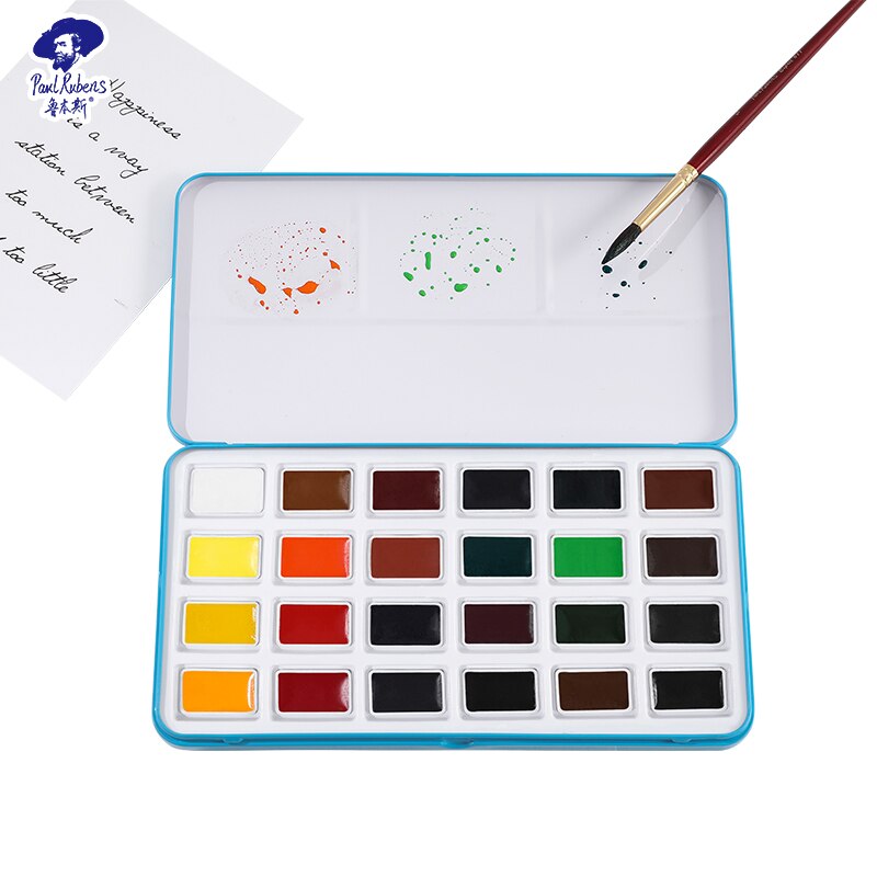 Official Paul Rubens Art supplier Solid Watercolor set Caroline Series Full Pan 24 Colors Box Packing For Artist Paint